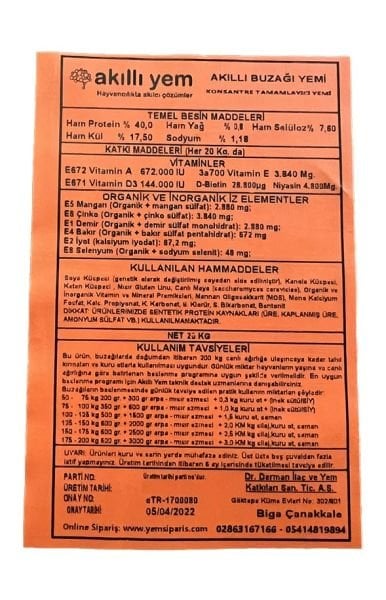 Akıllı Yem 40 HP Konsantre Buzağı Yemi 20 KG